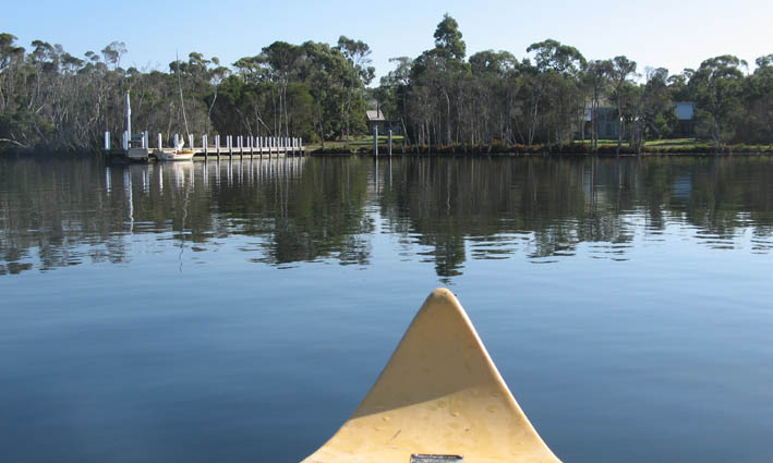View from a Canoe at Waterfront Retreat at Wattle Point, Gippsland Lakes Accommodation