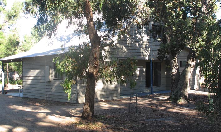 Outside Lodge Burrabogie at Waterfront Retreat at Wattle Point, Gippsland Lakes Accommodation