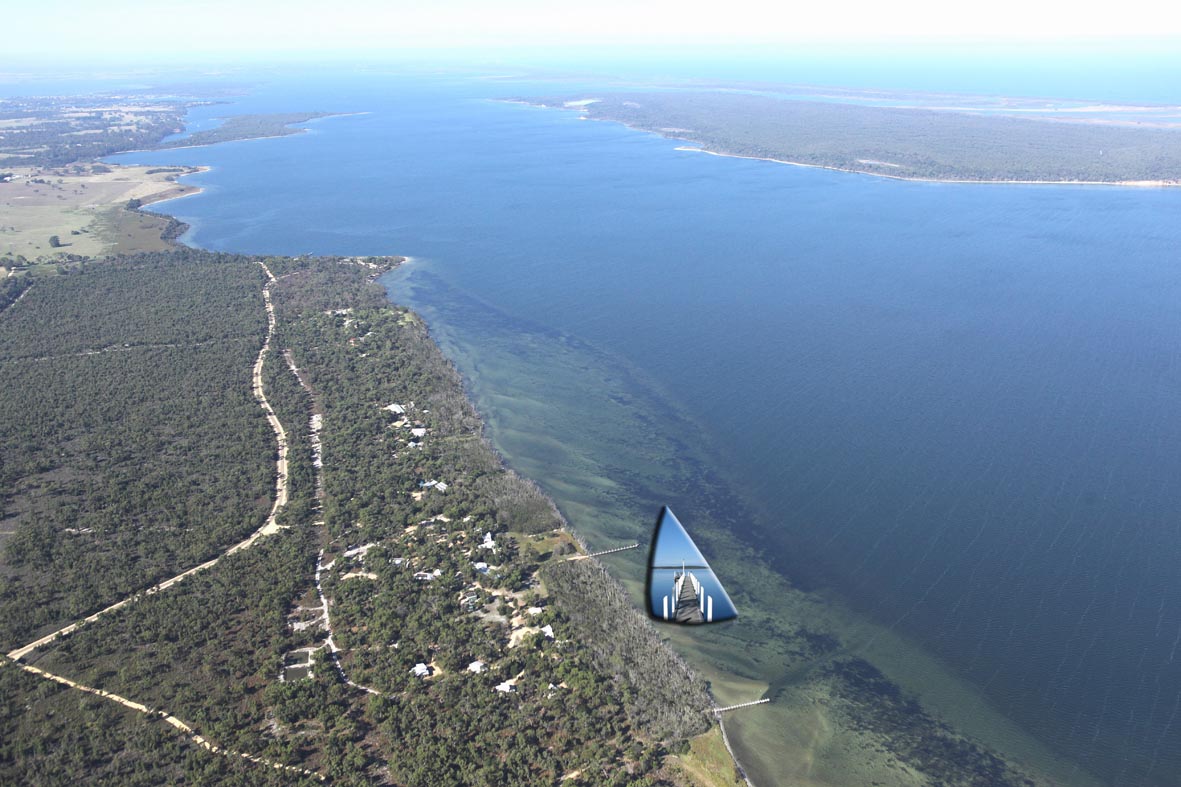 Aerial Photograph of Gippsland Lakes Accommodation Waterfront Retreat at Wattle Point