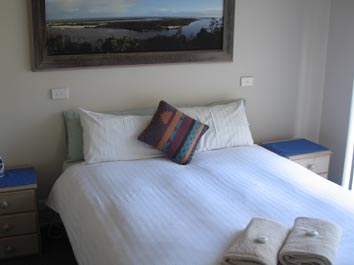 Lodge Dargo master bedroom at Waterfront Retreat at Wattle Point, Gippsland Lakes Accommodation