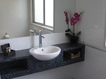 Lodge Huon Bathroom at Waterfront Retreat at Wattle Point, Gippsland Lakes Accommodation